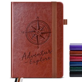 PAIBAS Dotted Journal Notebook for Women Men, 160 Pages Dot Grid Journals for Writing, A5 Hardcover Vintage Leather Bullet Journaling Notebooks for School, Work, Travel, Note Taking 5.8"x8.5"(Brown)