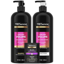 TRESemmé Juego de champú y acondicionador, volumen amplificado + infusión de colágeno, cuerpo completo de 24 horas y elevación con protección térmica 