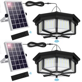 Solar Shed Light Indoor Outdoor 288LED 360°Lighting Solar Lights Work in Daytime with Remote Control, Waterproof Solar Gazebo Lights with Motion Sensor/5 Modes for Home Shed Garage Barn