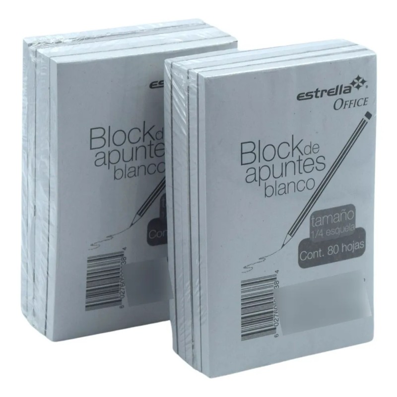 Block De Apuntes Blanco 1/4 Esquela 80 Hojas Con 10