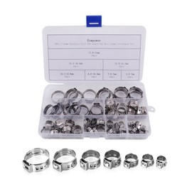 Eowpower 70Pcs 7-21mm Stainless Steel 304 Single Ear Hose Clamps Assortment Kit
