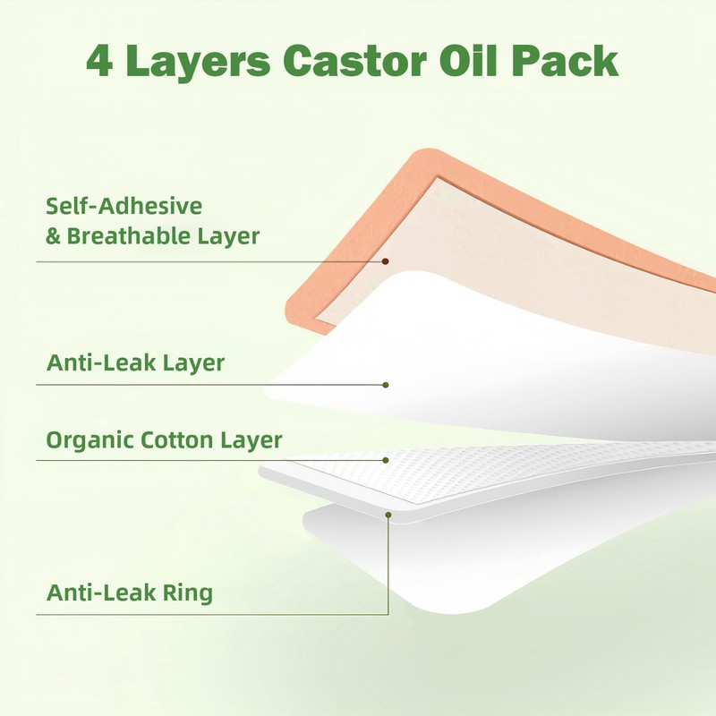 30Pcs Adhesive Castor Oil Patch, Cotton Disposable Castor Oil Pack