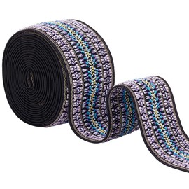 BENECREAT 2.5 Yards/2.3 m Jacquard Elastic Band, 50 mm Embroidered Woven Ribbon Boho Fabric Sewing Tape for DIY Craft Accessories Embellishments
