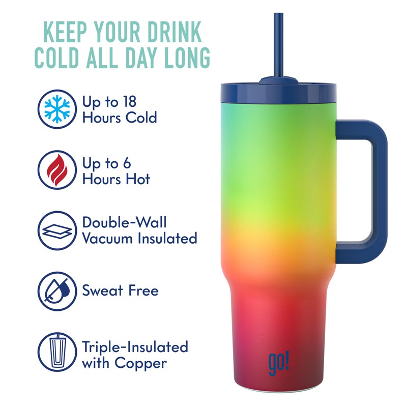 40oz Stainless Steel Handle Tumbler with Triple Insulation & Copper