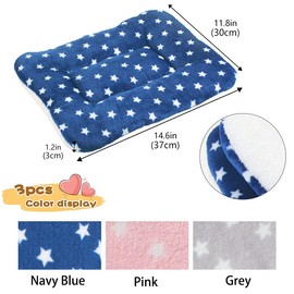 3 Pieces Small Animal Plush Bed Warm Fluffy Puppy Blanket Fleece Sleeping Pad Guinea Pig Hamster Rabbit Bed Mat for Kitten Chinchilla Squirrel (Small:15 x 11 inch, F)