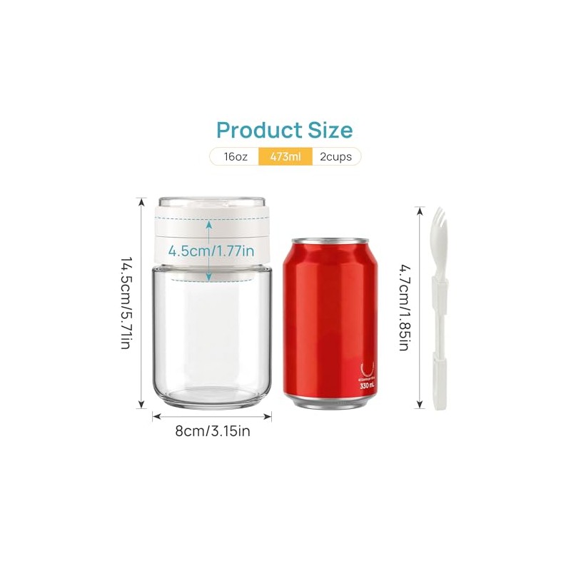 Vtopmart 6-Pack Glass Overnight Oats Container with Spoon
