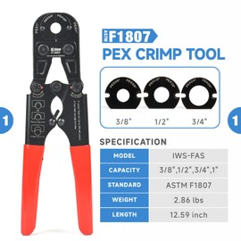 iCrimp PEX Crimping Tool Set for Copper Crimp Ring and PEX Cinch Clamp, Crimping and Removing PEX Crimp Fittings 1/2'', 3/4'', 1'', 7 Pieces