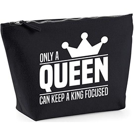 Hippowarehouse Only A Queen Can Keep A King Focused - His and Hers printed make up cosmetic wash bag 18x19x9cm