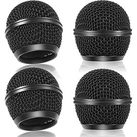 LALOCAPEYO 4PCS Metal Microphone Mouthpiece Mesh Cover Sponge Inside Black Microphone Ball Head Mesh Grille SM58 Style Microphone Grille Replacement Microphone Accessories