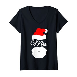 Womens MRS MISS CLAUS SANTA CLAUS NICHOLAS COSTUME WOMENS LADIES V-Neck T-Shirt