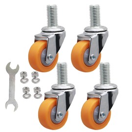 MyyYiTar 1 inch M8 Stem Casters M8x15 Bolt Threaded Wheel,TPR Mute Rubber Swivel Single Caster Screws in Wheels Small-Orange