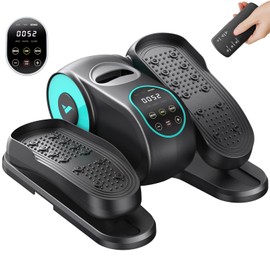 MERACH Under Desk Elliptical Machine, Leg Exerciser While Sitting for Seniors with Remote Control & 12-Speeds, Quiet Portable Electric Seated Pedal Exerciser Machine for Home Office (Blue)