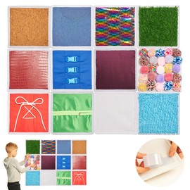 Sensory Wall Panel for Kids | 12 Pcs Sensory Squares | Sensory Tiles for Wall and Floor | Sensory Mats | Sensory Room Must Haves | Equipment for Sensory Needs | Sequin Flip Board