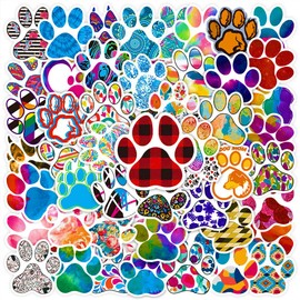 Paw Print Stickers, Dog Paw Prints Stickers Pack, 50Pcs Colorful Decals Graffiti, Funimost Vinyl Waterproof for Water Bottle Skateboard Luggage Laptop Computer Phone Scrapbooking, Cute Stickers for
