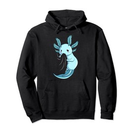 Blue Axolotl Salamander Kids Women Girls Pullover Hoodie, black