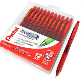 Pentel - Energel X BL107 Retractable Gel Rollerball Pens - 0.7mm - Red - Wallet of 12