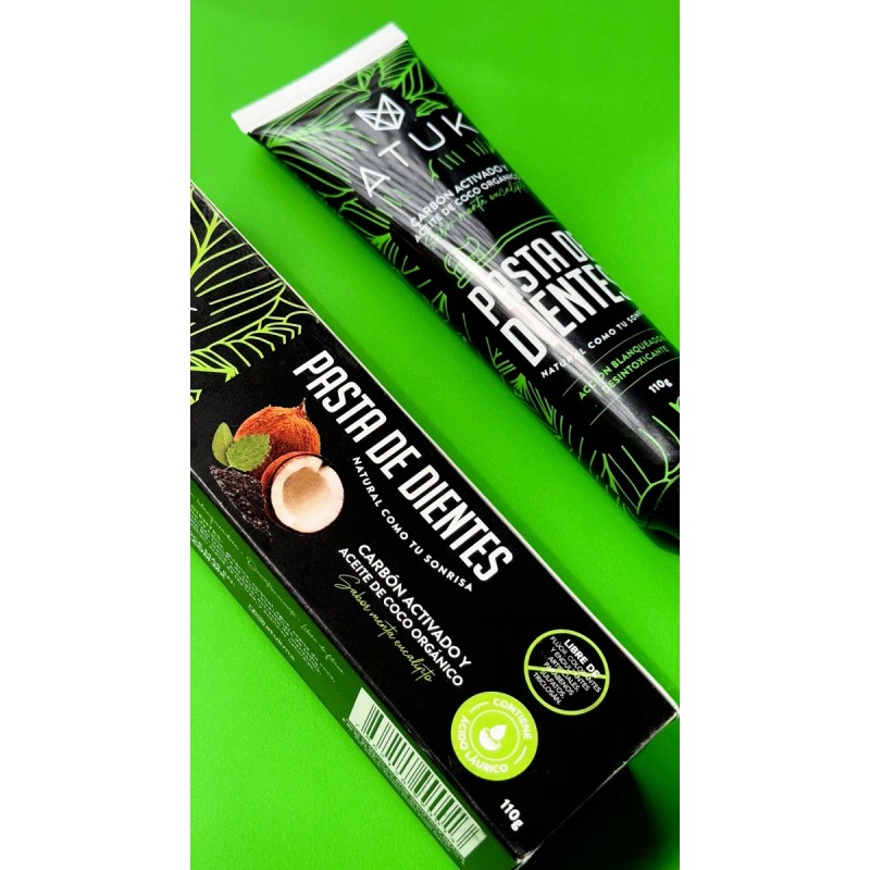 Pasta Dental Sin Flúor Atuk, Carbon Activado, Aceite De Coco