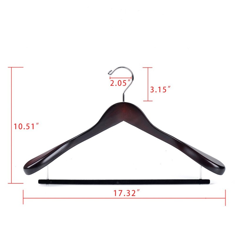 Luxury Wide Shoulder Wooden Hangers 2 Pack, with Velvet Bar,