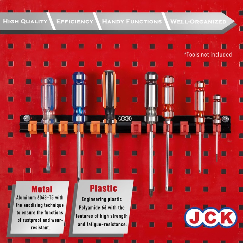 JCK Professional Quality Aluminum Screwdriver Organizer, Wall Mount Screwdriver Organizer,