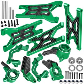 BRCatWPark RC Aluminum Suspension Arms & Caster Block,Steering Blocks,Rear Stub Axle Carriers w/Bearings Upgrades Part for 1/10 Senton/Granite/Vorteks 3S Blx 4X4 Mega 550,Green