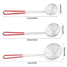 Stainless Steel Slotted Spoon,Set of 3 Stainless Steel Colander（Large, Medium, Small,Spider Strainer,Kitchen Mesh Spoon,Pasta Strainer Slotted Spoon,for Kitchen Cooking Frying