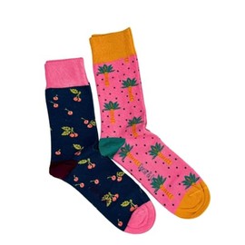 Doris & Dude Men Bamboo Organic Crew Socks 2 Pair Gift Pack Lg 7-11 Palm Tree Colourful Box Set Soft Durable Sustainable Smooth Toe Breathable