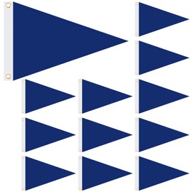 Oudain 12 Pcs Nylon Pennant Flags Blank Flags Pennant Flags 12 x 18 Inch Flag Pennant for Outdoor Home Indoor Gyms Businesses Schools Party Decorations (Blue)