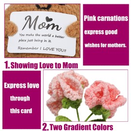 Mini Crochet Flower for Mom | Cute Small Crochet Carnation Doll| Handmade Unique Presents for Mama from Daughter, Son, Mothers Day, Birthday