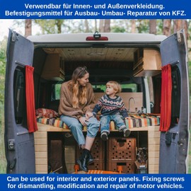 Car expansion rivets, 20 pieces, diameter 6 mm pin, diameter 18 mm head, in black, plastic, door trim mounting clips, bumper trim clips, door plastic rivets, spare parts