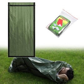 Bivvy Bag, Escape Backpack, Emergency Sleeping Bag, Emergency Bivvy Bag, Survival Sleeping Bag, Waterproof Lightweight Sleeping Bag, Heat Resistant and Cold Protection, 213 x 91 cm, Green