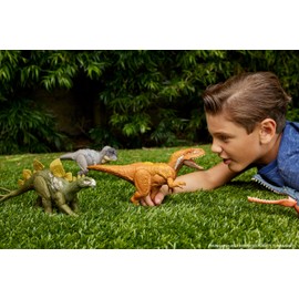 Mattel Jurassic World Wild Roar Hesperosaurus Dinosaur Figure with Continuing Roar Sound & Attack Action, Posable Physical Toy & Digital Play, HTK69