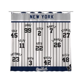 AARONIE Yankee Shower Curtains for Bathroom Decor, New York Shower Curtain with 12 Hooks, for Yankee Wall Art Decor, Yankee Gifts for Man, 72"×72"