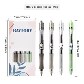BAYTORY 4 Pcs Erasable Gel Pens, 0.5mm Retractable Spinning Rub Out Pen with Eraser, Smooth Writing Pens for School Office Home (Animal Black)