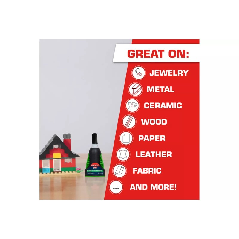 Loctite Super Glue Extra Time Control, Clear, 0.14 fl oz