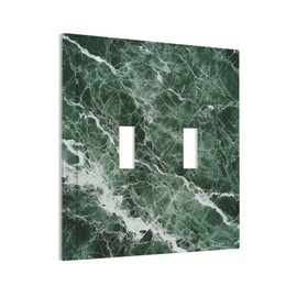 Donecmminery Decorative Switch Plates Forest Marble Dark Green With White Vein 2 Gang Double Toggle Outlet Light Switch Cover Wall Plate Electrical Faceplate For Bathroom Kitchen Decor