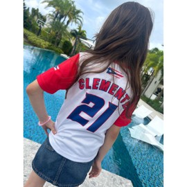 Puerto Rico Kids Baseball Jersey – Youth Button-Up Sports Shirt – Soft Breathable Fabric – Red & White Puerto Rican Flag Design Size 2