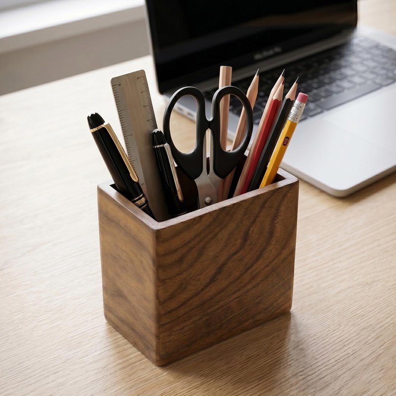 Wislist Remote Holder Hole-Free, Self-Adhesive Storage Wooden Box Small