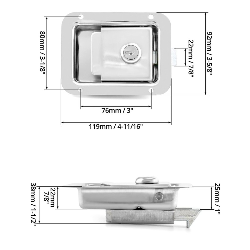 QWORK Travel Trailer Lock, 2 Pack, Stainless Steel Flush Mount