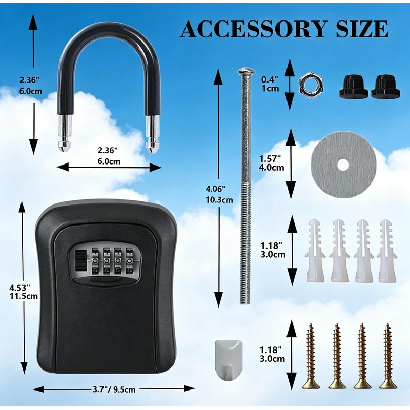 Key Box with Code, Waterproof Dustproof Combination Lock, Corrosion Resistant,