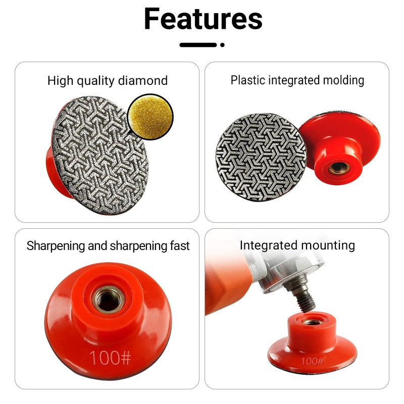 LOZLIN 4PCS 2Inch (50mm) Diamond Polishing Pads - 5/8-11 Arbor