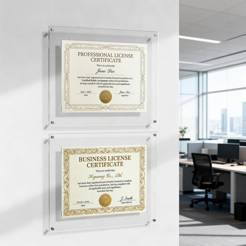 NIUBEE Diploma Frame 8.5x11-4mm Clear Acrylic Floating Document Frame