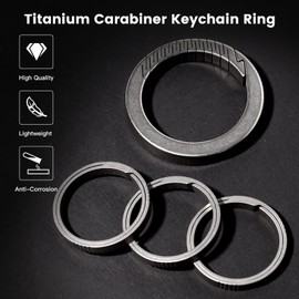 Titanium Keychain Clip with Key Rings, Titanium Quick Release Keychain for Keys, Key Chain Rings Kit, Split Key Rings for Key Carabiner Home Car Keys, Gifts for Men (1C3R-Silver)