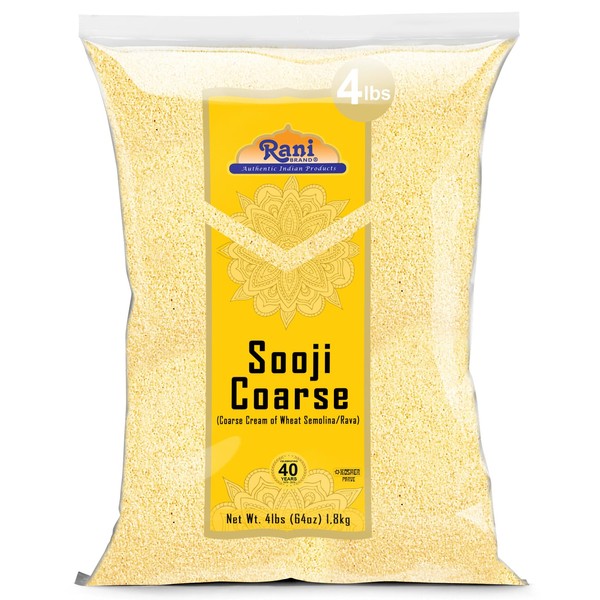 Rani Sooji Coarse (Farina, Suji, Rava, Rawa, Wheat Semolina) Flour 64oz (4lbs) 1.81kg Bulk ~ All Natural | Vegan | NON-GMO | Kosher | Indian Origin