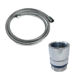 AQUABULLE Shower Head Rotates to Solve the Frustration of Rotating Shower Fittings + Aquabull Shower Hose Set, 3.9 ft (1.6 m) (Metal Silver), SUS Stainless Steel, Faucet Side Adapter Included,