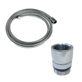 AQUABULLE Shower Head Rotates to Solve the Frustration of Rotating Shower Fittings + Aquabull Shower Hose Set, 3.9 ft (1.6 m) (Metal Silver), SUS Stainless Steel, Faucet Side Adapter Included,