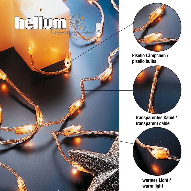 hellum Micro-Lichterkette, 100 transparente Filament Lichter, warm, 220V strombetrieben, innen
