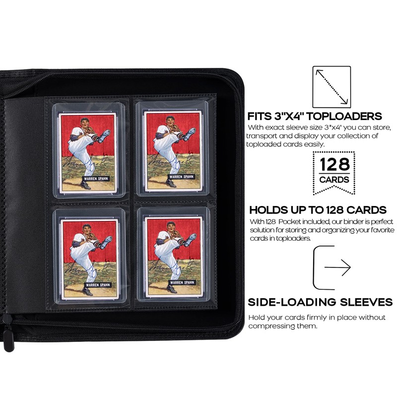 Toploader Binder, Holds 128 Top Loaders - 4 Pocket Top