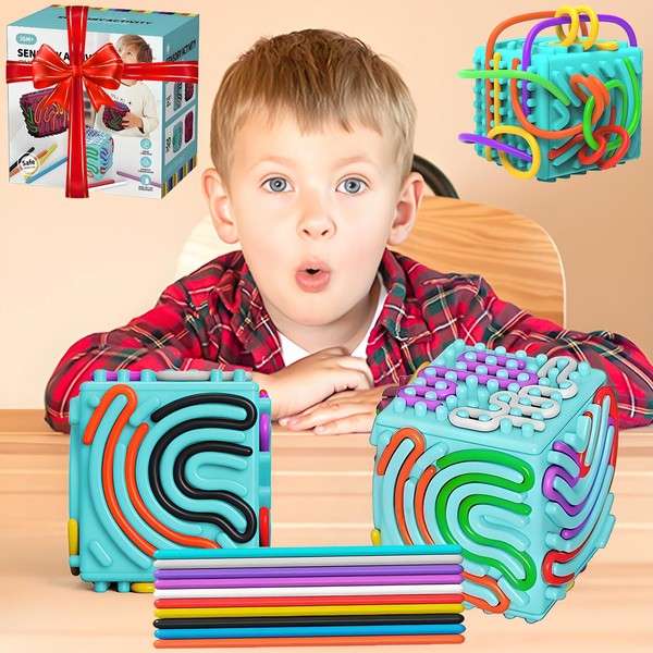 3D Sensory Activity Board,Silicone Cube Fidget Toy for Anxiety,Calming,ADHD,Stress &