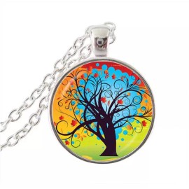 Fashion Jewelry SEASONS TREE ART Silver Pendant fits 20" to 22" Necklace Men Women Gift Jewelry