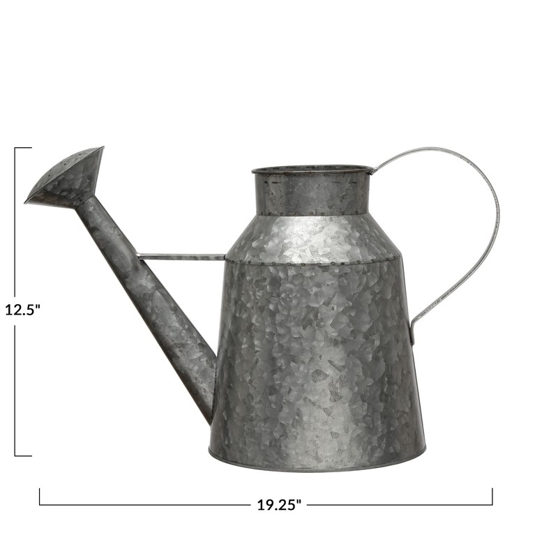 Creative Co-Op Galvanized Metal Watering Can, Silver